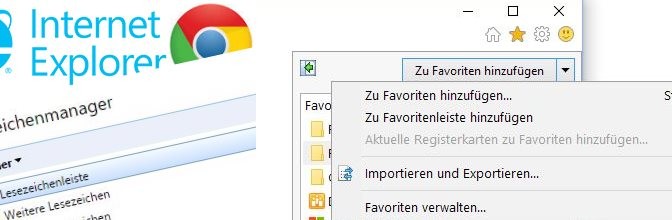 Chrome Lesezeichen Export und Internet Explorer Import