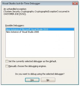 Visual Studio Just-in-Time Debugger