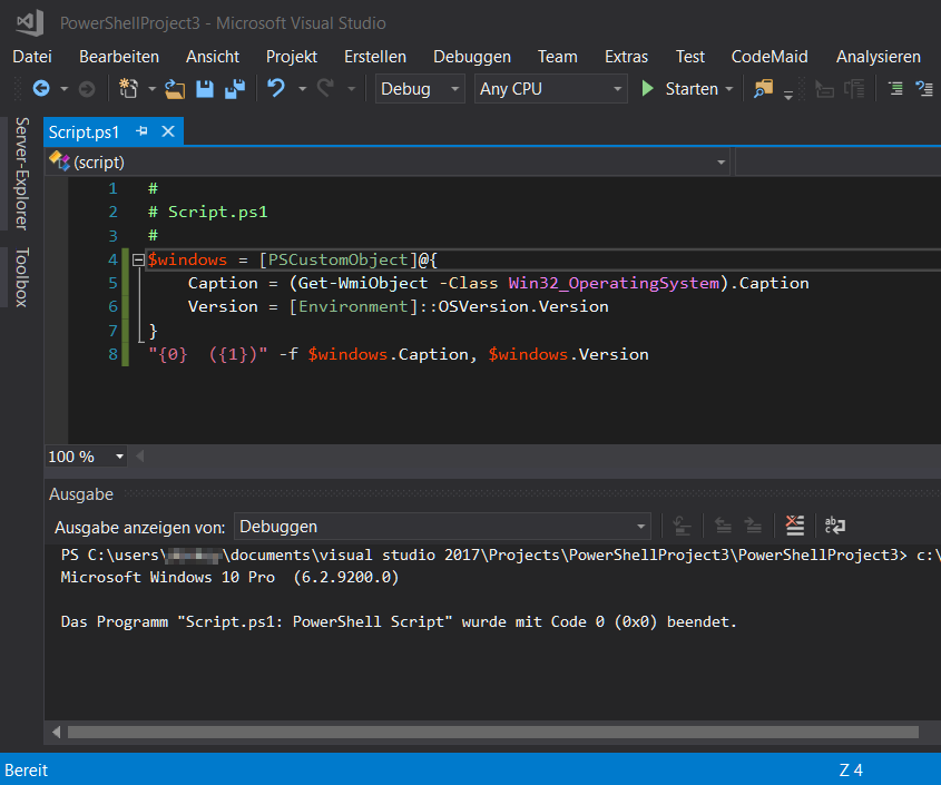 Visual Studio PowerShell Debugger