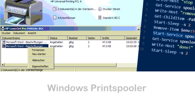 Druckaufträge bleiben in Windows Print Spooler