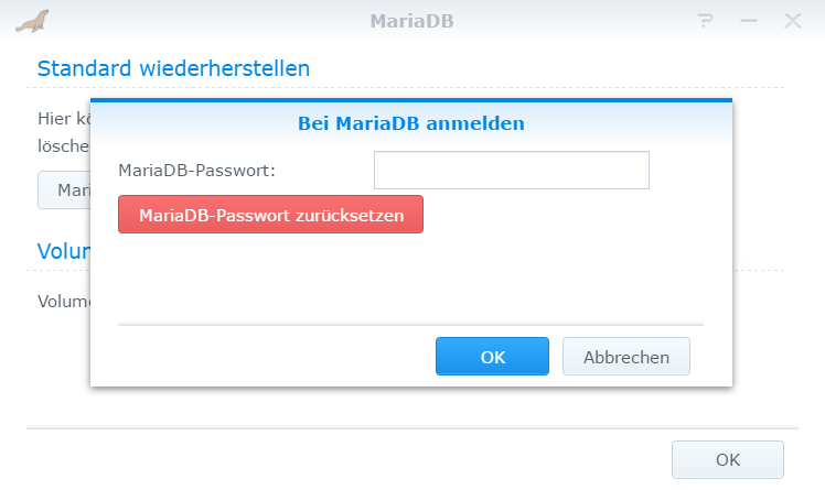 MariaDB Passwort zurücksetzen