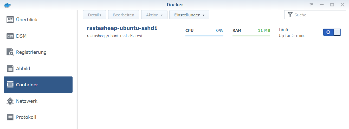 Synology DSM Docker Container