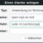 Launcher open Caja as root on Mate Desktop