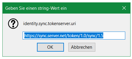 Firefox Sync-Server Apache Konfiguration, identity.sync.tokenserver.uri