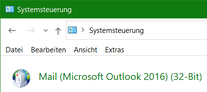 Systemsteuerung - Mail Microsoft Outlook