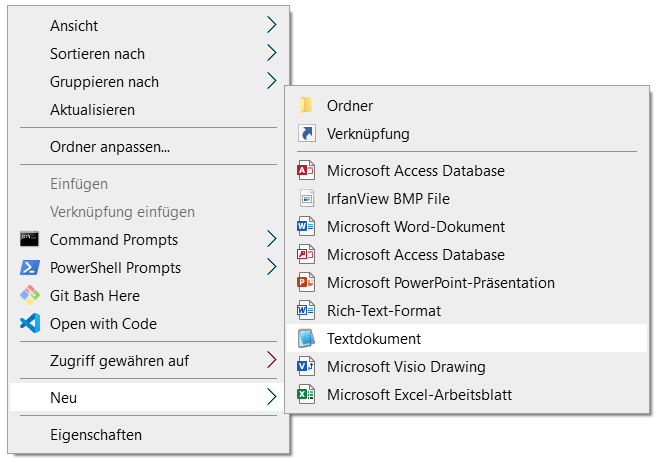 Windows-Explorer-Context-New-Textdocument