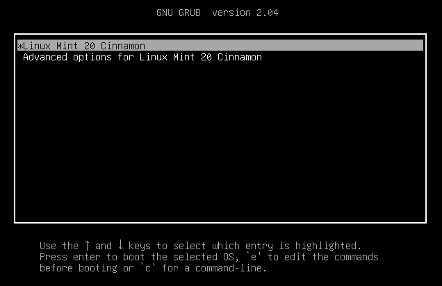Linux Mint Recovery Menü