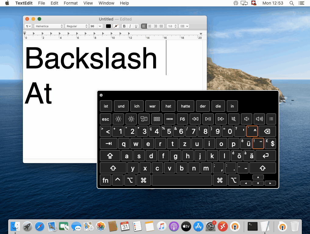 Wie finde ich den Backslash (\) auf der Mac Tastatur.