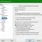 PuTTY Konfiguration für character set UTF-8 ändern und speichern