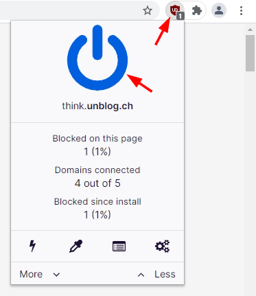 Click to disable uBlock for this site