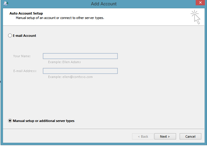 Outlook 365 Manual Setup of an Account