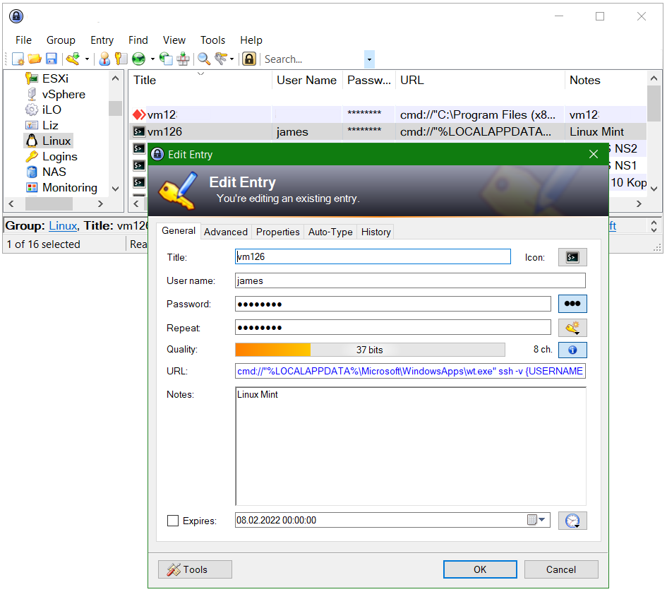 SSH Sitzung aus KeePass starten mit Windows Terminal