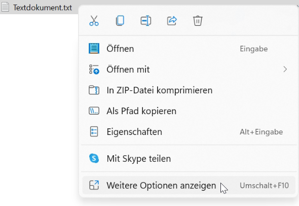 Windows 11 Weitere Optionen anzeigen