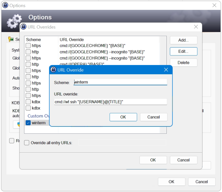 KeePass URL Overrides for Windows Terminal using SSH