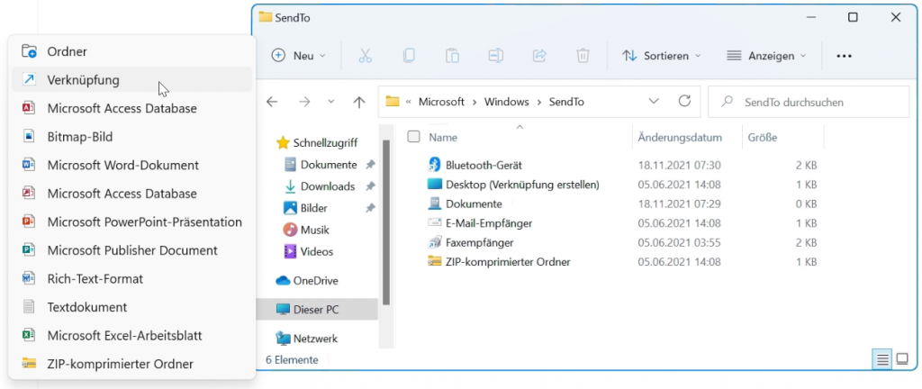 Windows-Explorer Neue Verknüpfung erstellen