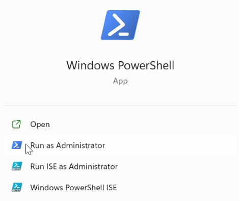 Run PowerShell as administrator