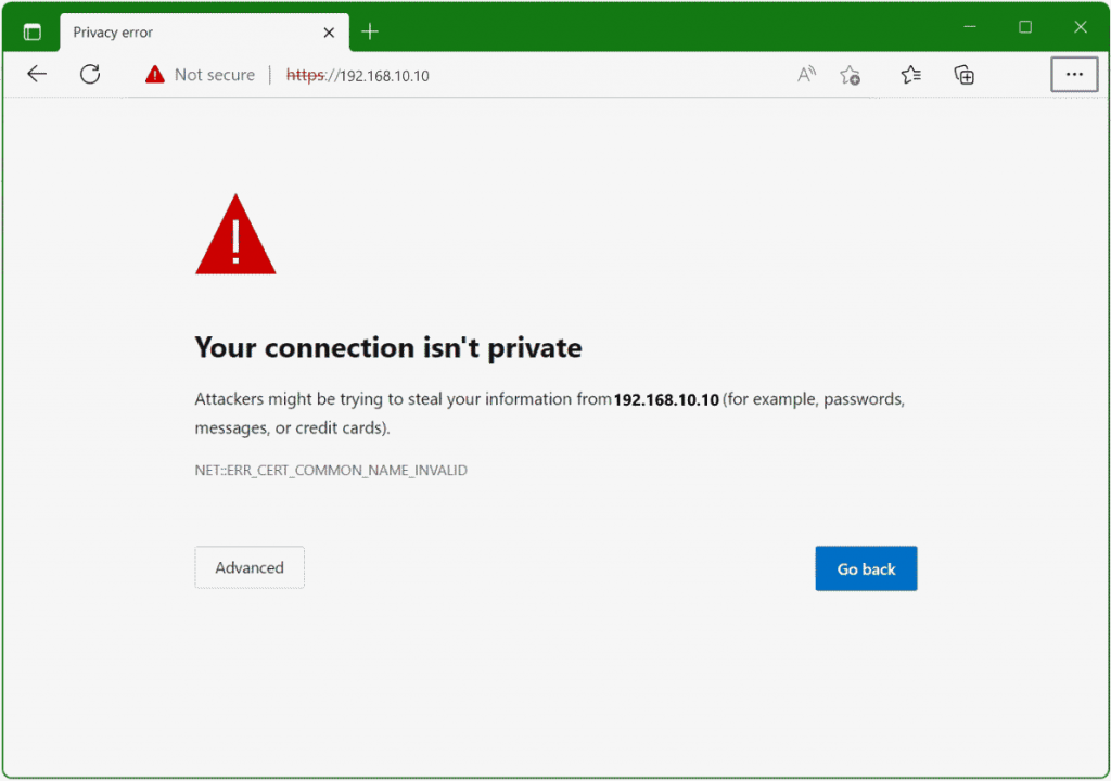 SSL Self-Signed Certificates. Privacy error your connection isn't private
