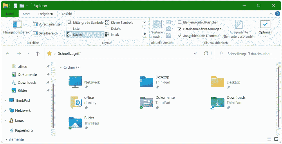 Windows 10 Datei-Explorer Ribbon-Menu in Windows 11