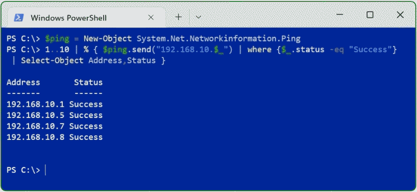 PowerShell System.Net.Networkinformation.Ping