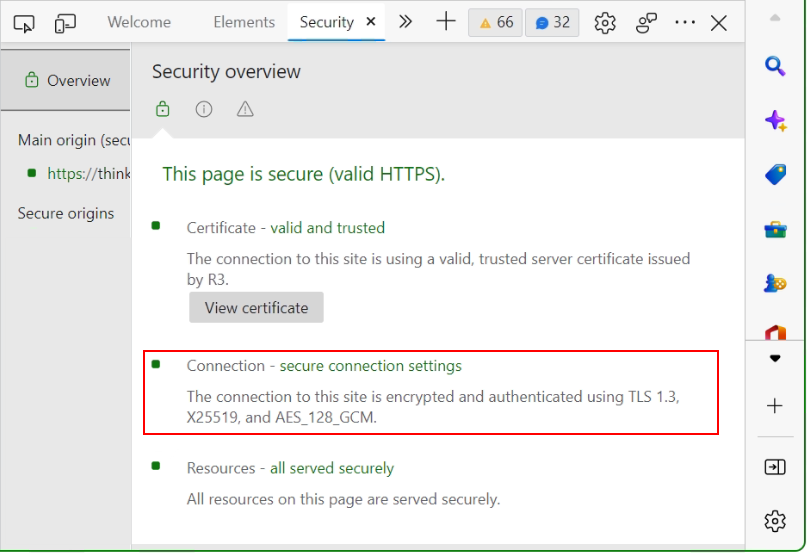 identify Cipher used by an HTTPS Edge Secure Connection