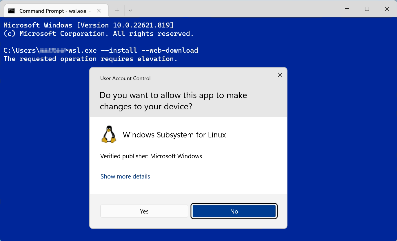 Install WSL from the Store