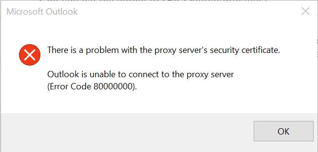 There is a problem with the proxy server's security certificate.
