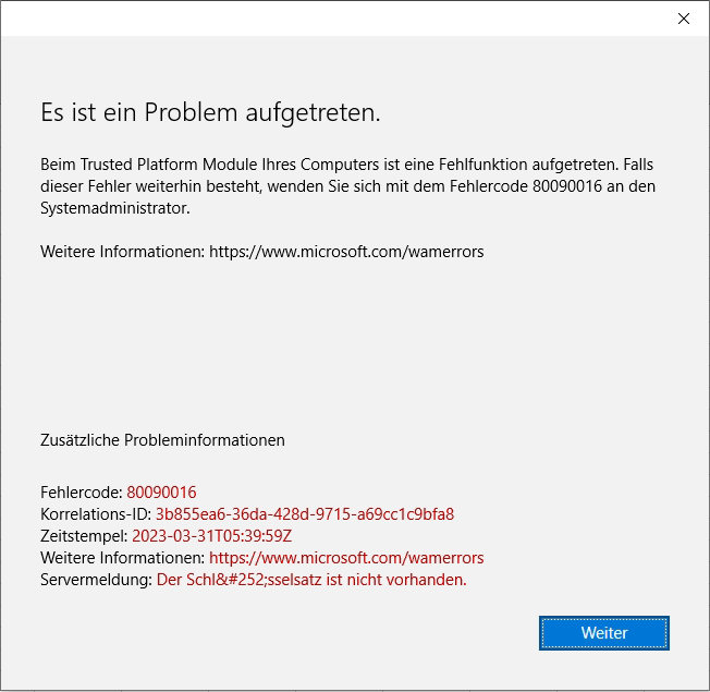Es ist ein Problem aufgetreten Microsoft Office Fehlercode 80090016