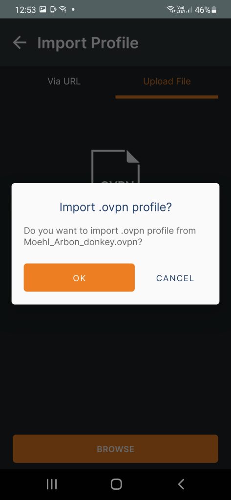 OpenVPN Connect Import ovpn Profile