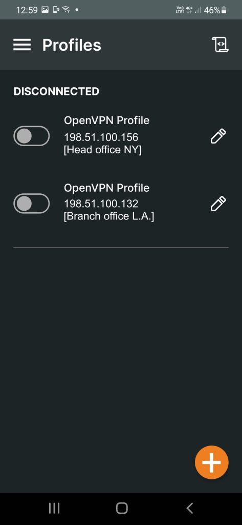 OpenVPN Connect Connections