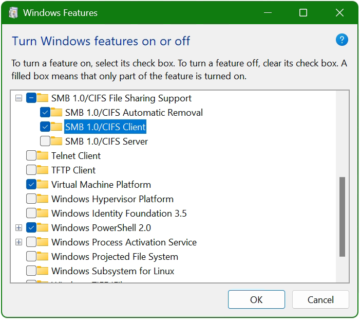 Windows SMBv1 1.0/CIFS Client Server