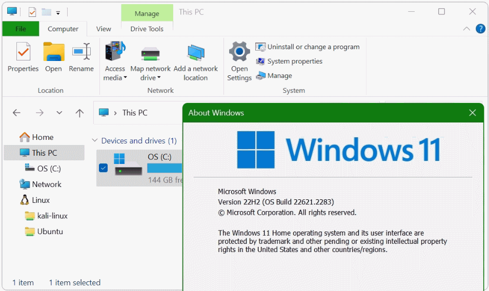 Restore Classic Ribbon in Windows 11 22H2.