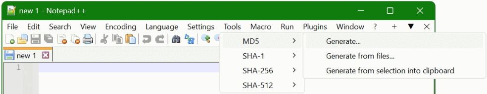 MD5 Hash Offline erzeugen mit Notepadd++